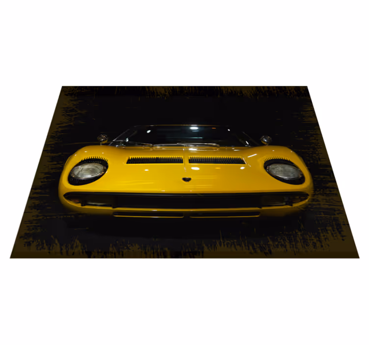 Alfombra carretera clásico coche deportivo amarillo - TenVinilo