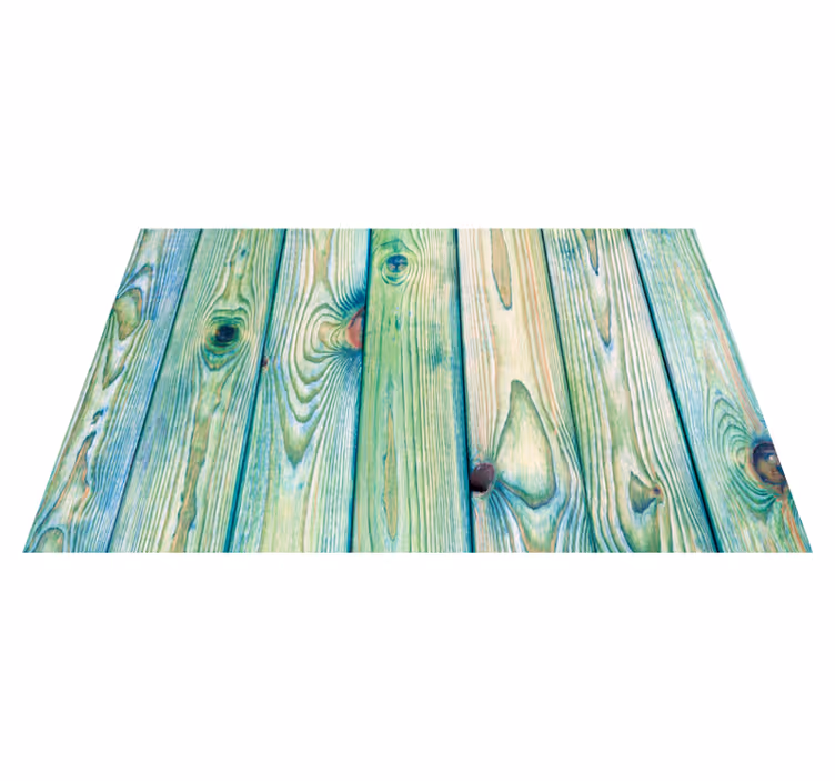 Alfombra vinílica imitación madera efecto de tablón verde - TenVinilo
