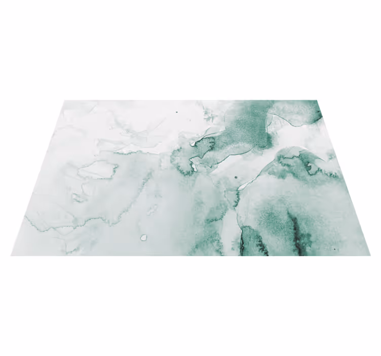 Alfombra vinílica baño moderna acuarela blanca y verde - TenVinilo