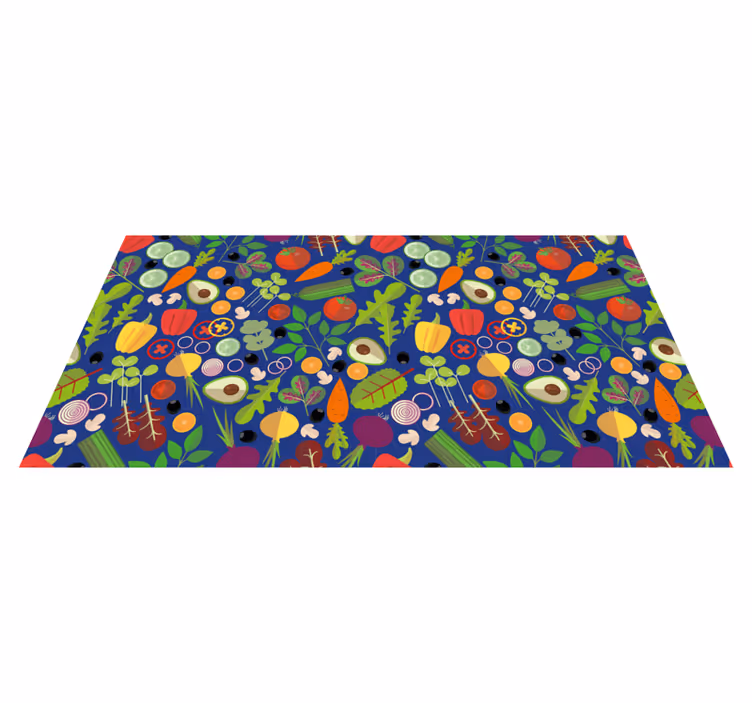 Alfombra vinilo cocina patrón vegetal vibrante - TenVinilo