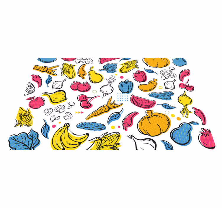Alfombra vinilo cocina ilustración de fruta vibrante - TenVinilo
