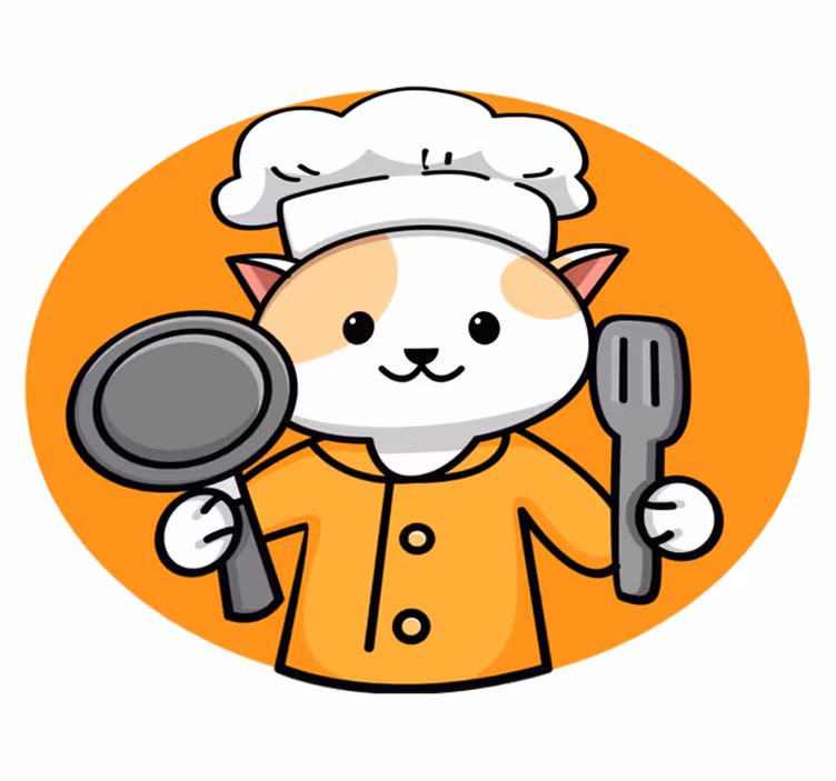 Alfombra vinilo cocina gato chef naranja - TenVinilo