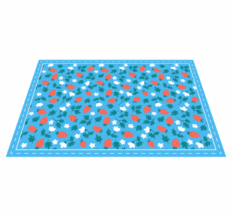 Alfombra vinilo cocina motivo floral de fresa - TenVinilo