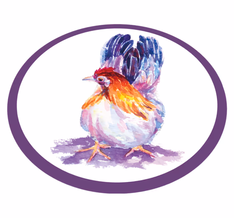 Alfombra vinílica animales pollo colorido - TenVinilo