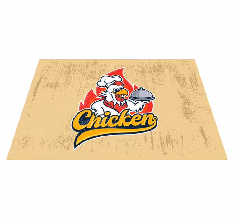Alfombra vinilo cocina logotipo de pollo alegre - TenVinilo