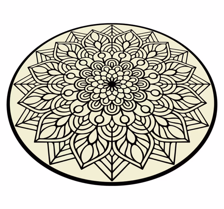 Alfombra vinílica mandala elegante emblema botánico - TenVinilo
