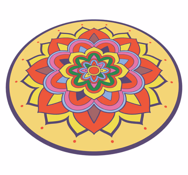 Alfombra vinílica mandala flor grande colorida - TenVinilo