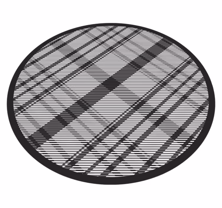 Alfombra vinílica rayas patrón de cuadros negros - TenVinilo