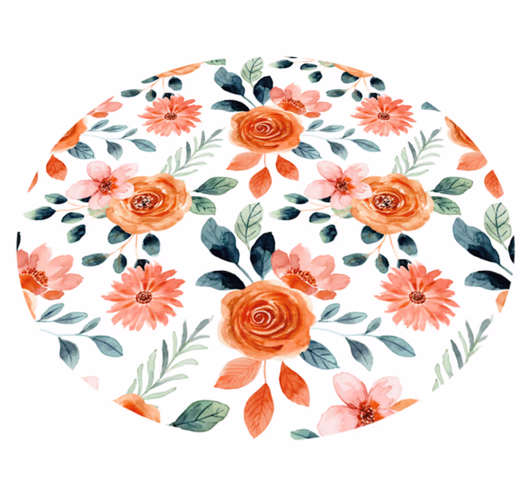 Alfombra vinílica entrada círculo floral en flor - TenVinilo