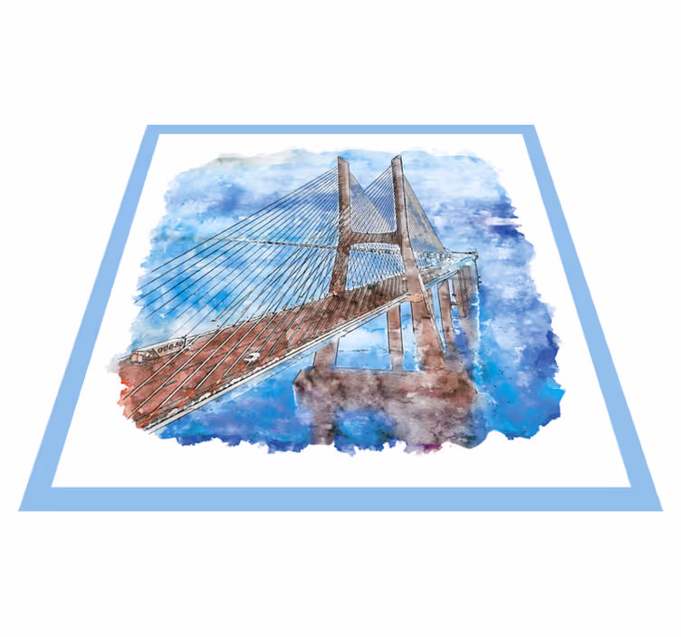 Alfombra vinilo baño obra de arte del puente colgante - TenVinilo