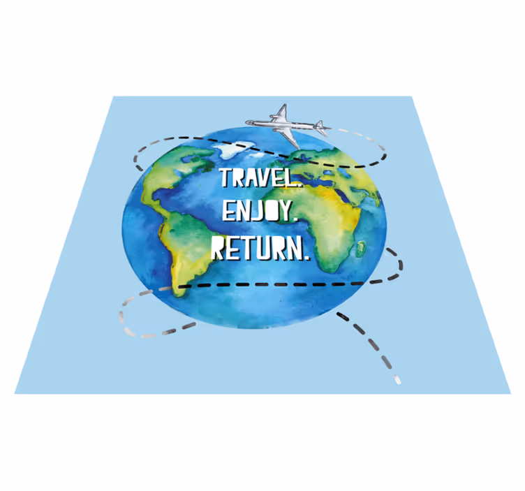 Alfombra vinílica frase viajar disfrutar regresar - TenVinilo
