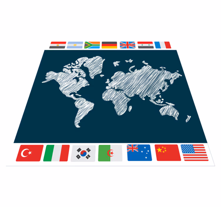 Alfombra vinílica mapamundi obra de arte global - TenVinilo