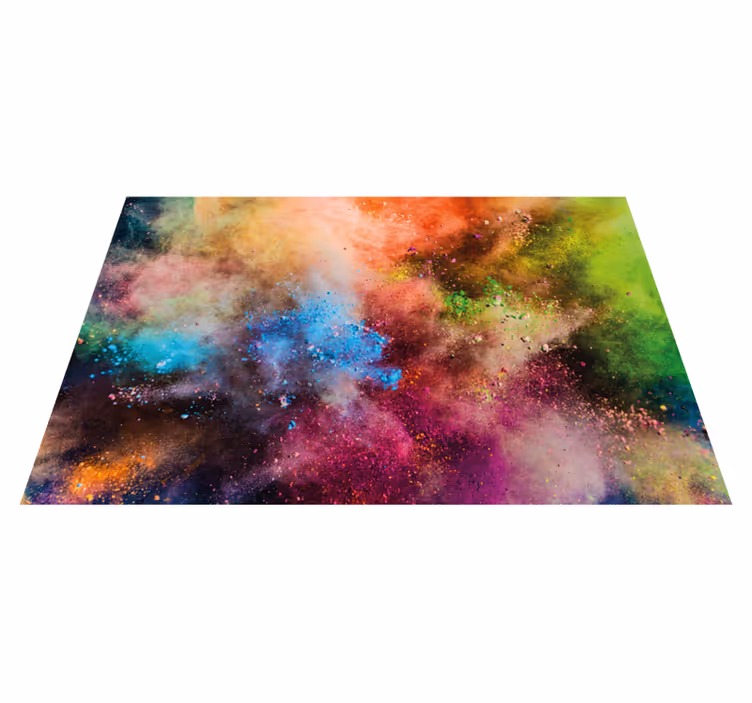 Alfombra vinílica moderna explosión cósmica colorida - TenVinilo