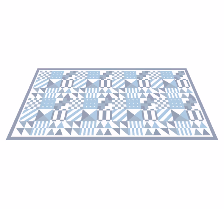 Alfombra hidráulica vinílica patrones geométricos azules - TenVinilo
