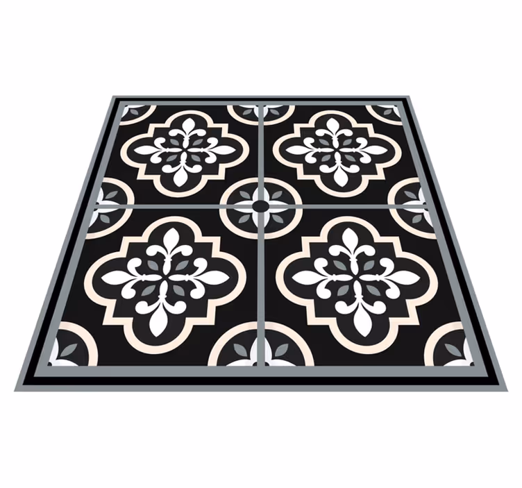 Alfombra hidráulica vinílica mosaico blanco y negro - TenVinilo