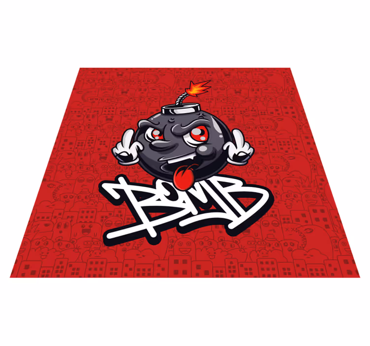 Alfombra vinílica juvenil personaje de bomba cartoon - TenVinilo