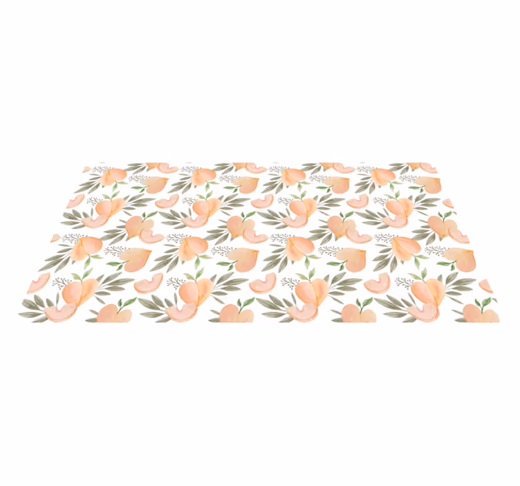 Alfombra vinilo cocina arreglo floral de melocotón - TenVinilo