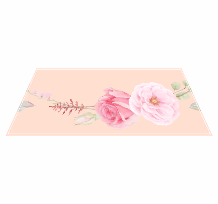 Alfombra vinílica flores flores en tonalidad rosa ruborizado - TenVinilo