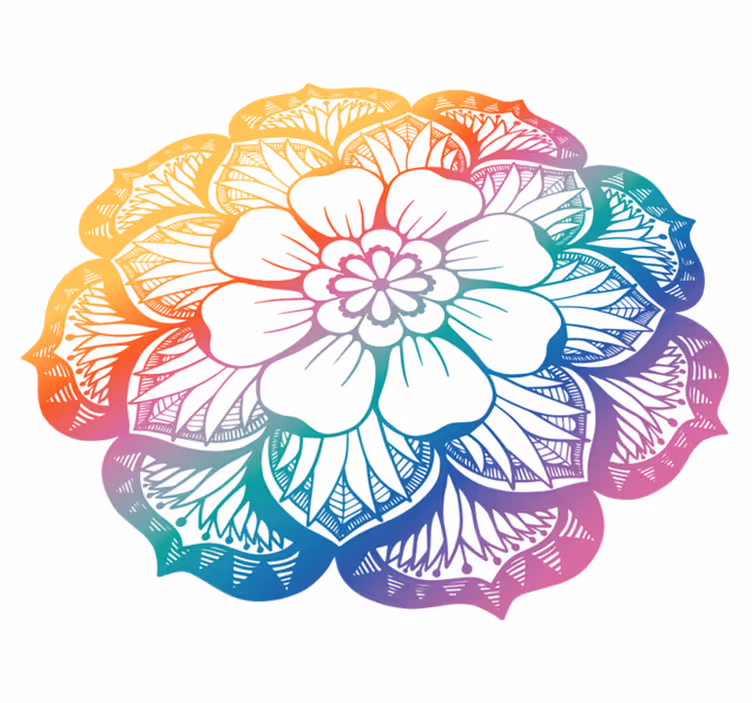 Alfombra vinílica mandala motivo floral colorido - TenVinilo