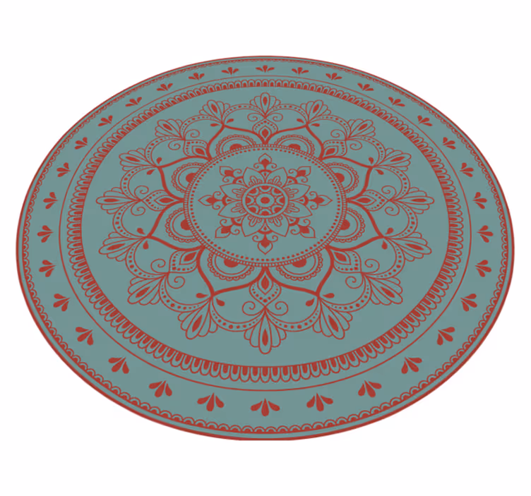 Alfombra vinílica mandala ilustración circular compleja - TenVinilo