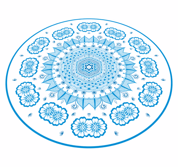 Alfombra vinílica mandala inspiración floral intrincada - TenVinilo