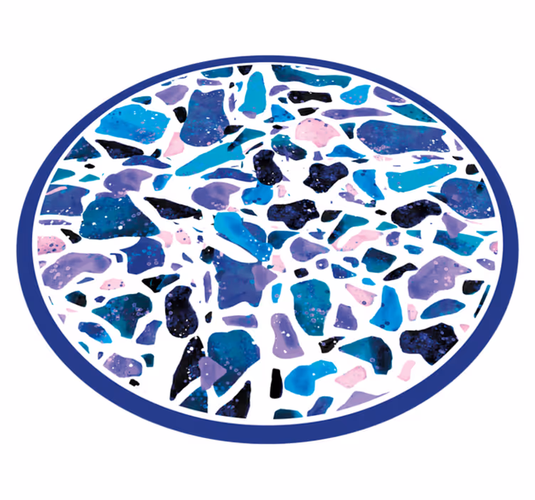 Alfombra vinílica efecto mármol mosaico de piedras coloridas - TenVinilo