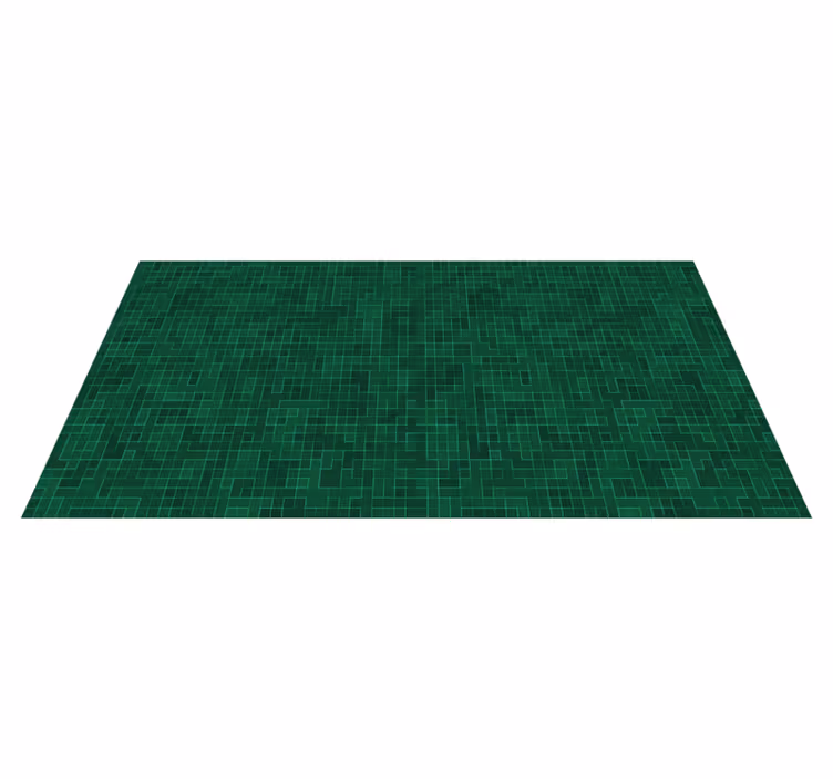 Alfombra vinílica geométrica patrón de cuadrícula verde - TenVinilo
