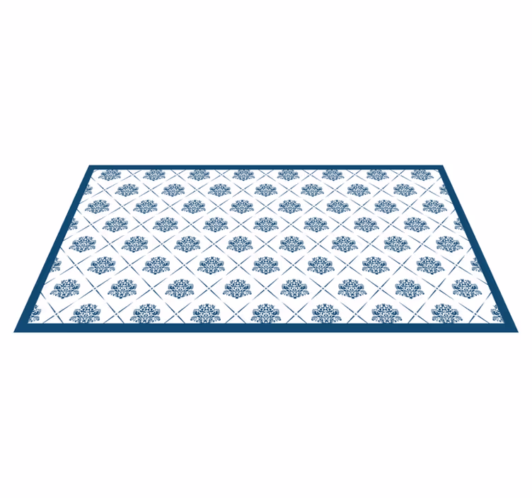Alfombra vinilo baño motivo floral azul - TenVinilo