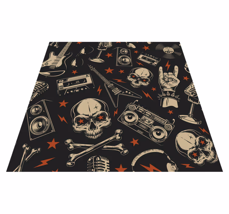 Alfombra vinílica juvenil tema de música rock - TenVinilo