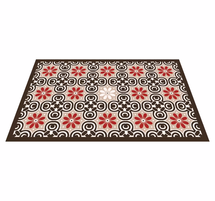 Alfombra hidráulica vinílica patrones circulares florales - TenVinilo