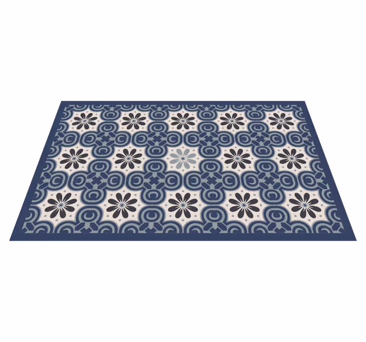 Alfombra hidráulica vinílica elegante composición floral - TenVinilo