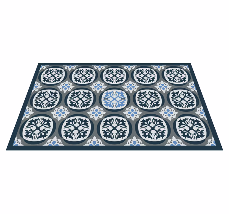 Alfombra hidráulica vinílica elegantes azulejos florales - TenVinilo