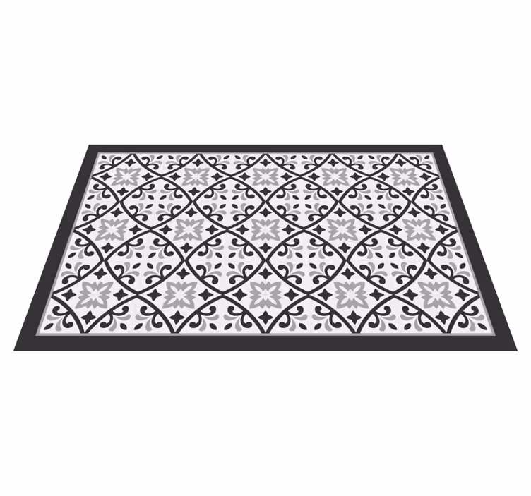 Alfombra hidráulica vinílica blanca y gris - TenVinilo