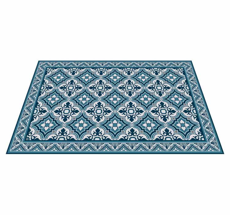 Alfombra hidráulica vinílica elegante motivo azul - TenVinilo
