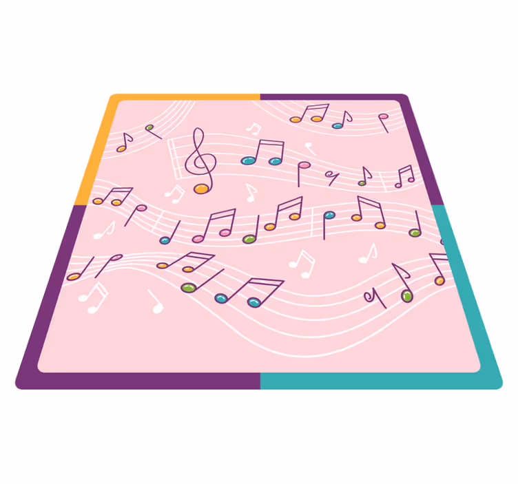 Alfombra vinílica juvenil tema de notas melódicas - TenVinilo