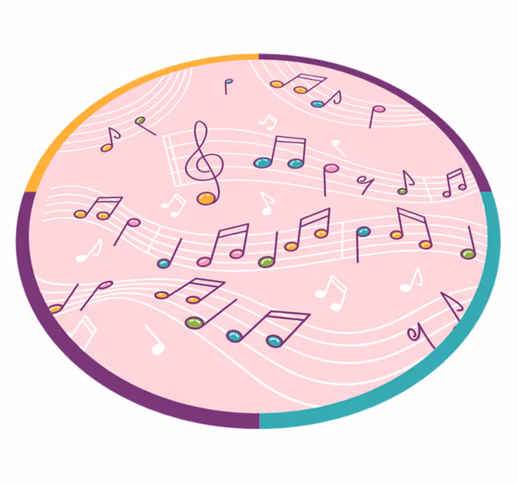Alfombra vinílica juvenil motivo de notas musicales - TenVinilo