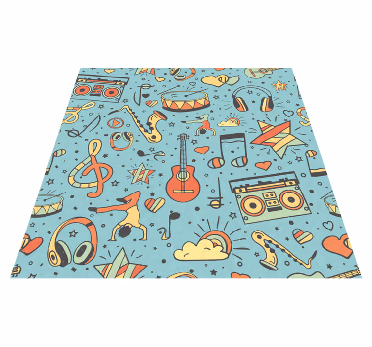 Alfombra vinílica infantil símbolos musicales lúdicos - TenVinilo