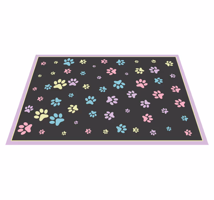 Alfombra vinílica animal print huellas de patas coloridas - TenVinilo
