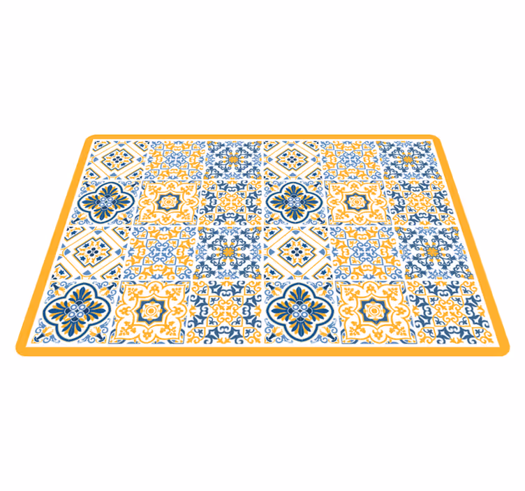 Alfombra hidráulica vinílica arreglos de mosaicos vibrantes - TenVinilo