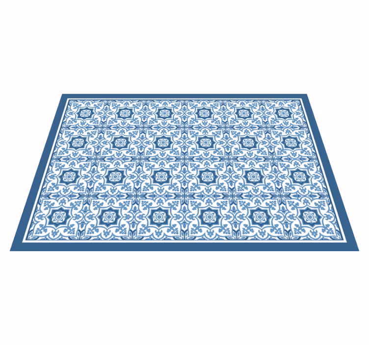 Alfombra hidráulica vinílica mosaico con estampado azul - TenVinilo
