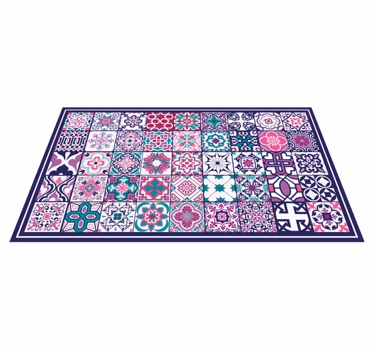 Alfombra hidráulica vinílica patrones de azulejos coloridos - TenVinilo
