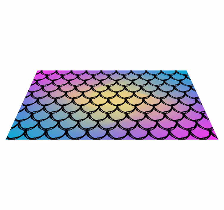 Alfombra vinilo rectangular patrón de escamas coloridas - TenVinilo