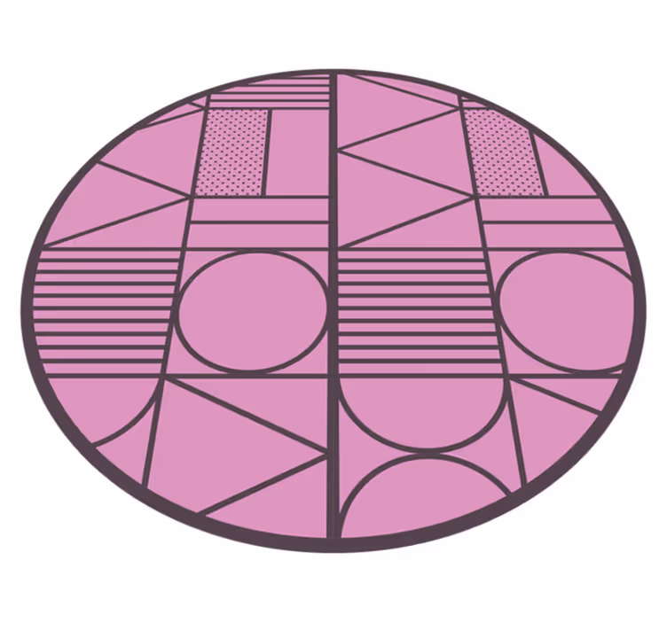 Alfombra vinilo redonda Bloque de color rosa y gris - TenVinilo