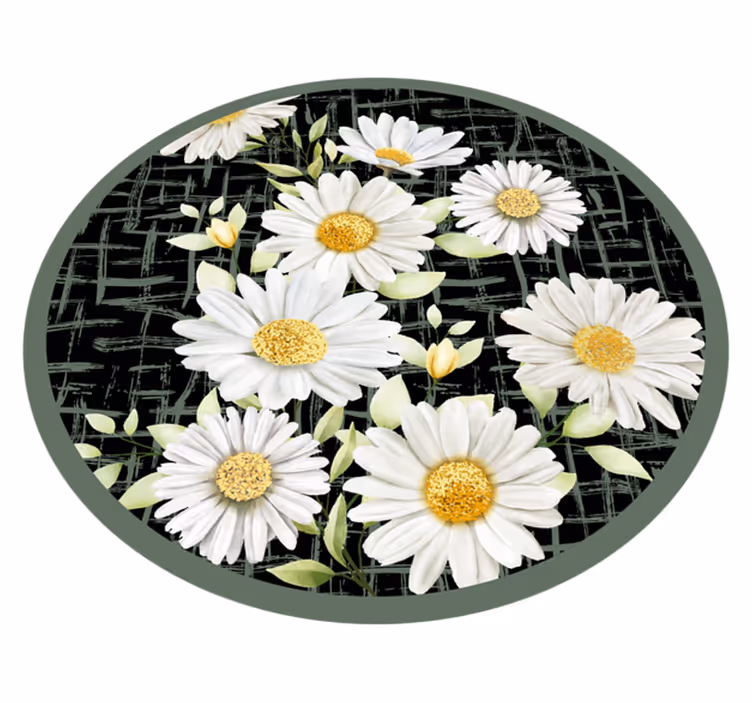 Alfombra vinílica flores arreglo de margaritas blancas - TenVinilo