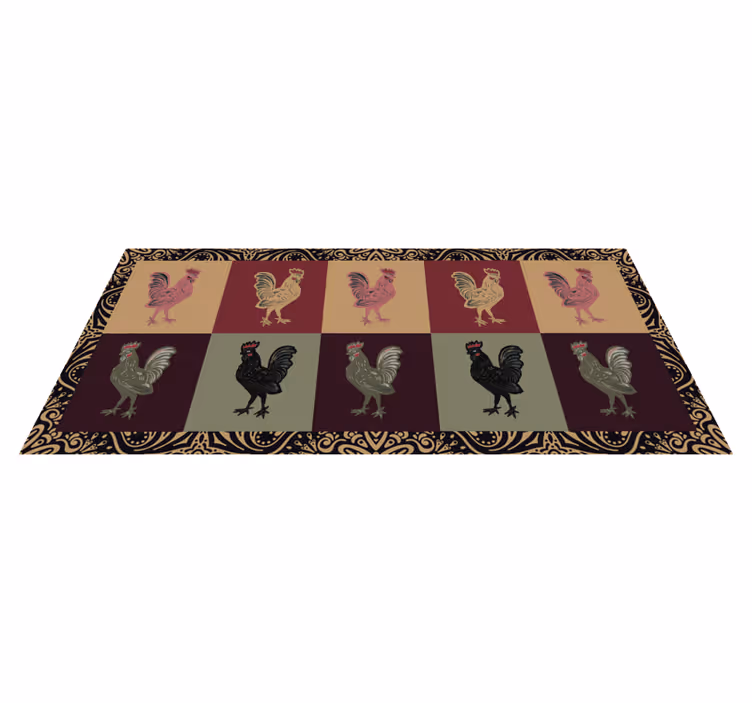 Alfombra vinílica animales patrón de pollo colorido - TenVinilo