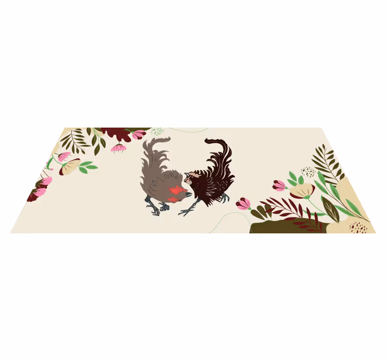 Alfombra vinílica animales escena floral de palomas - TenVinilo