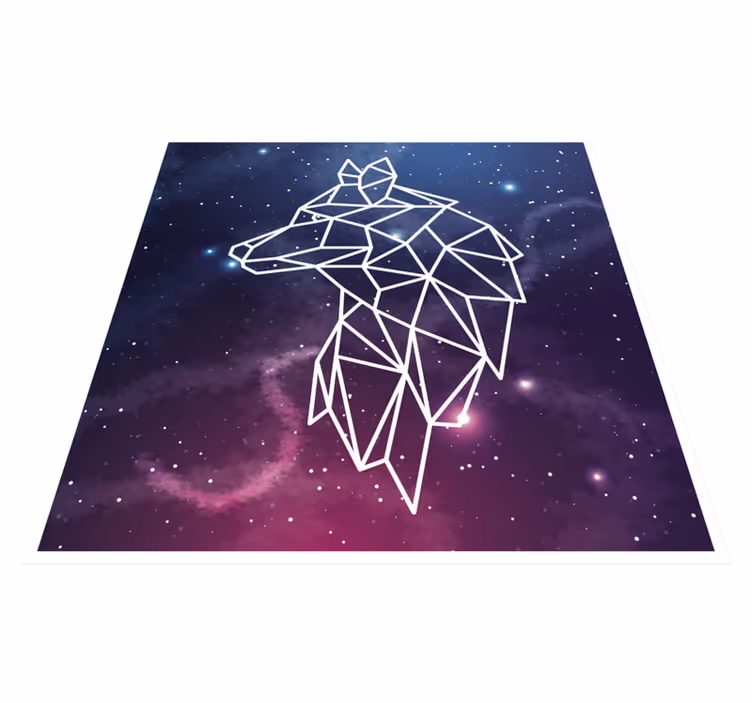 Alfombra vinílica animal print silueta geométrica de oso - TenVinilo