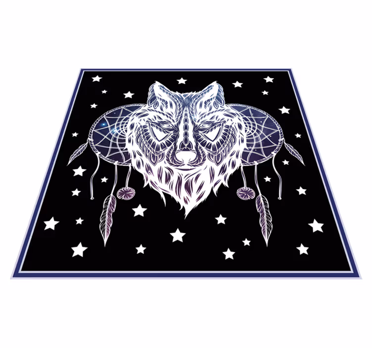 Alfombra vinílica bebé atrapasueños de lobo con estrellas - TenVinilo
