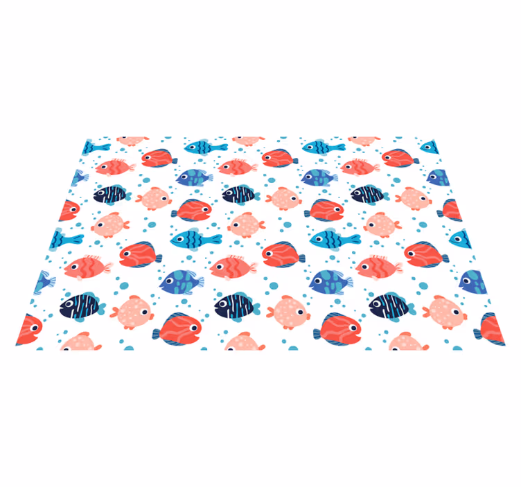 Alfombra vinílica infantil motivos de peces vibrantes - TenVinilo