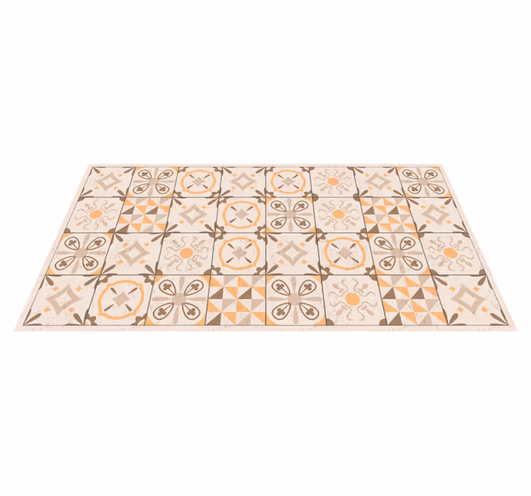 Alfombra vinílica efecto mármol motivos de azulejos vintage - TenVinilo
